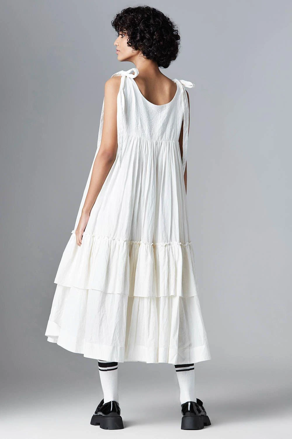 Chola White Shoulder Tie Up Frill Dress 5 Chola White Shoulder Tie Up Frill Dress - Image 3