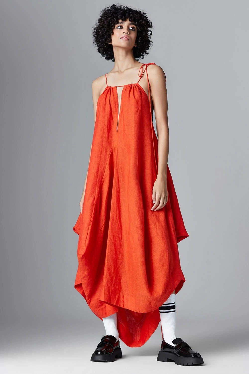 Chola Orange Deconstructed Linen Dress 3 Chola Orange Deconstructed Linen Dress