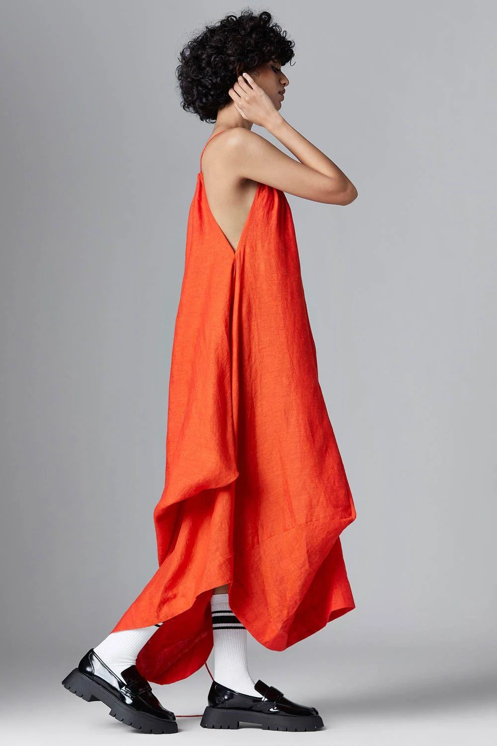 Chola Orange Deconstructed Linen Dress 4 Chola Orange Deconstructed Linen Dress - Image 2