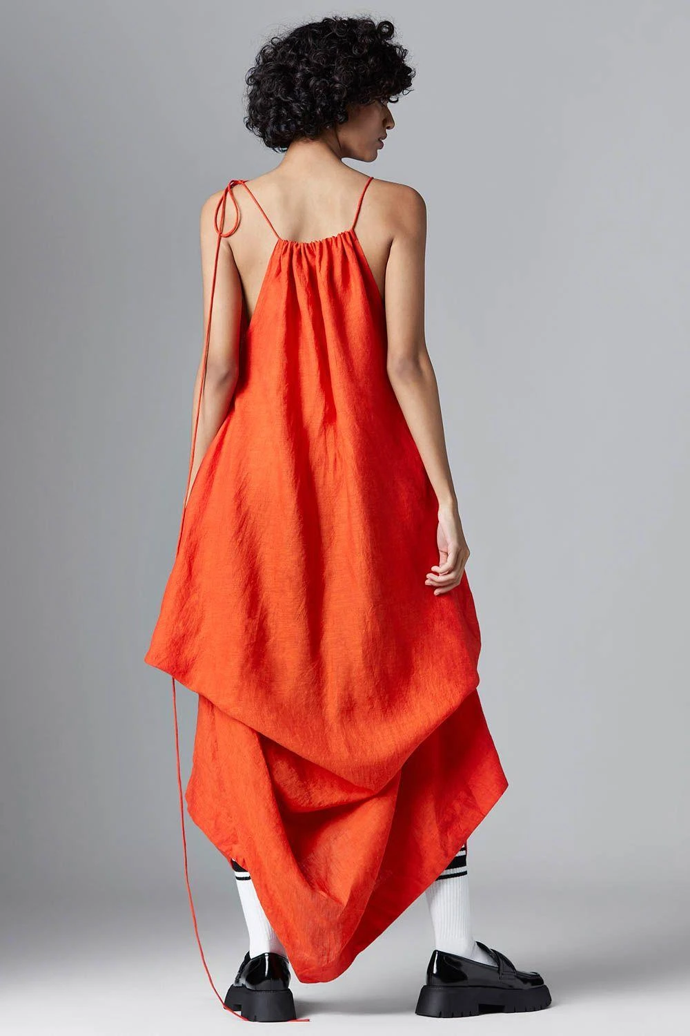 Chola Orange Deconstructed Linen Dress 5 Chola Orange Deconstructed Linen Dress - Image 3