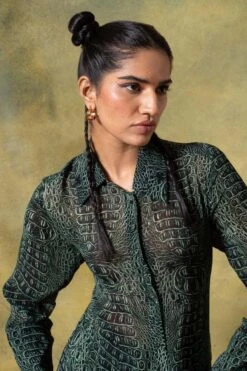 Dhruv Kapoor Green Buttoned Down Dress -Echoo Clothing Shop 18042023dk01 4