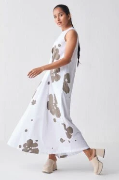 Three White & Grey Sleeveless Asymmetric Dress -Echoo Clothing Shop 18223td9 4