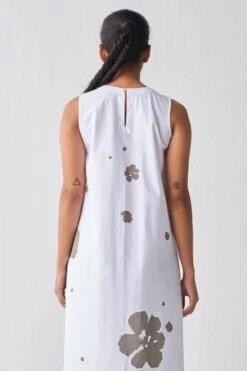 Three White & Grey Sleeveless Asymmetric Dress -Echoo Clothing Shop 18223td9 7