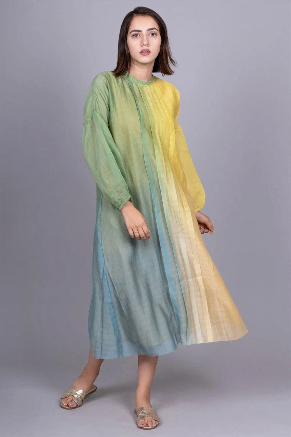 Meghna Panchmatia Green Ombre Pleated Dress 3 Meghna Panchmatia Green Ombre Pleated Dress