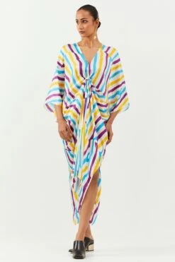 Inca Illusion Stripe Kaftan Dress
