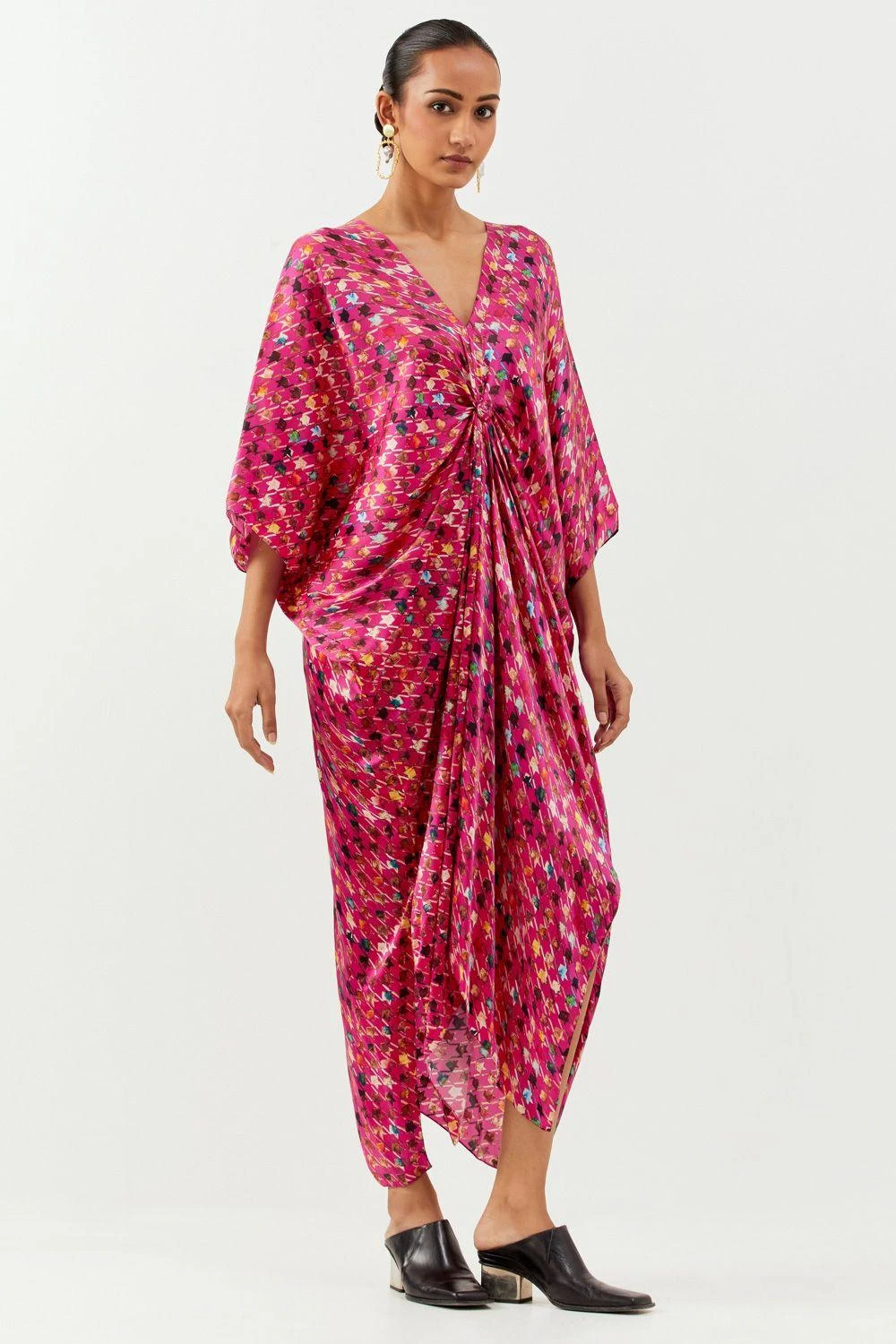 Inca Pink Abtsract Printed Kaftan Dress 3 Inca Pink Abtsract Printed Kaftan Dress