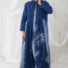 YAVI Long Shibori Dyed Jamdani Button Down Dress