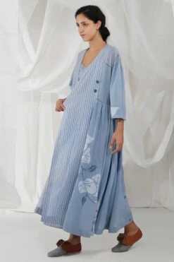 YAVI Blue Angrakha Printed Dress 9 YAVI Blue Angrakha Printed Dress -Echoo Clothing Shop 195yav2d8 3