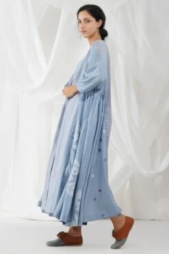 YAVI Blue Angrakha Printed Dress 10 YAVI Blue Angrakha Printed Dress -Echoo Clothing Shop 195yav2d8 4