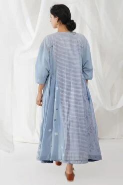YAVI Blue Angrakha Printed Dress 11 YAVI Blue Angrakha Printed Dress -Echoo Clothing Shop 195yav2d8 5