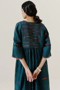 Sunira Designs Green Mool Dress With Kimono Style Sleeves -Echoo Clothing Shop 197sun11 8