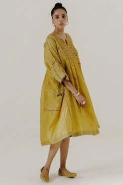 Sunira Designs Yellow Mool Dress With Kimono Style Sleeves -Echoo Clothing Shop 197sun12 3