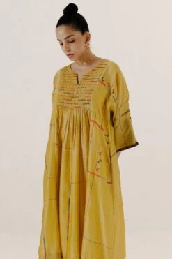 Sunira Designs Yellow Mool Dress With Kimono Style Sleeves -Echoo Clothing Shop 197sun12 4