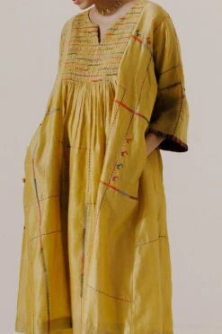 Sunira Designs Yellow Mool Dress With Kimono Style Sleeves -Echoo Clothing Shop 197sun12 5