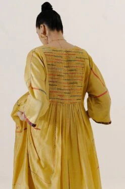 Sunira Designs Yellow Mool Dress With Kimono Style Sleeves -Echoo Clothing Shop 197sun12 6