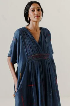 Sunira Designs Blue Mool Kaftan Midi Dress -Echoo Clothing Shop 197sun13 3