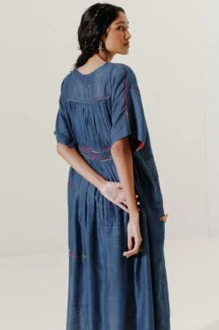 Sunira Designs Blue Mool Kaftan Midi Dress -Echoo Clothing Shop 197sun13 6