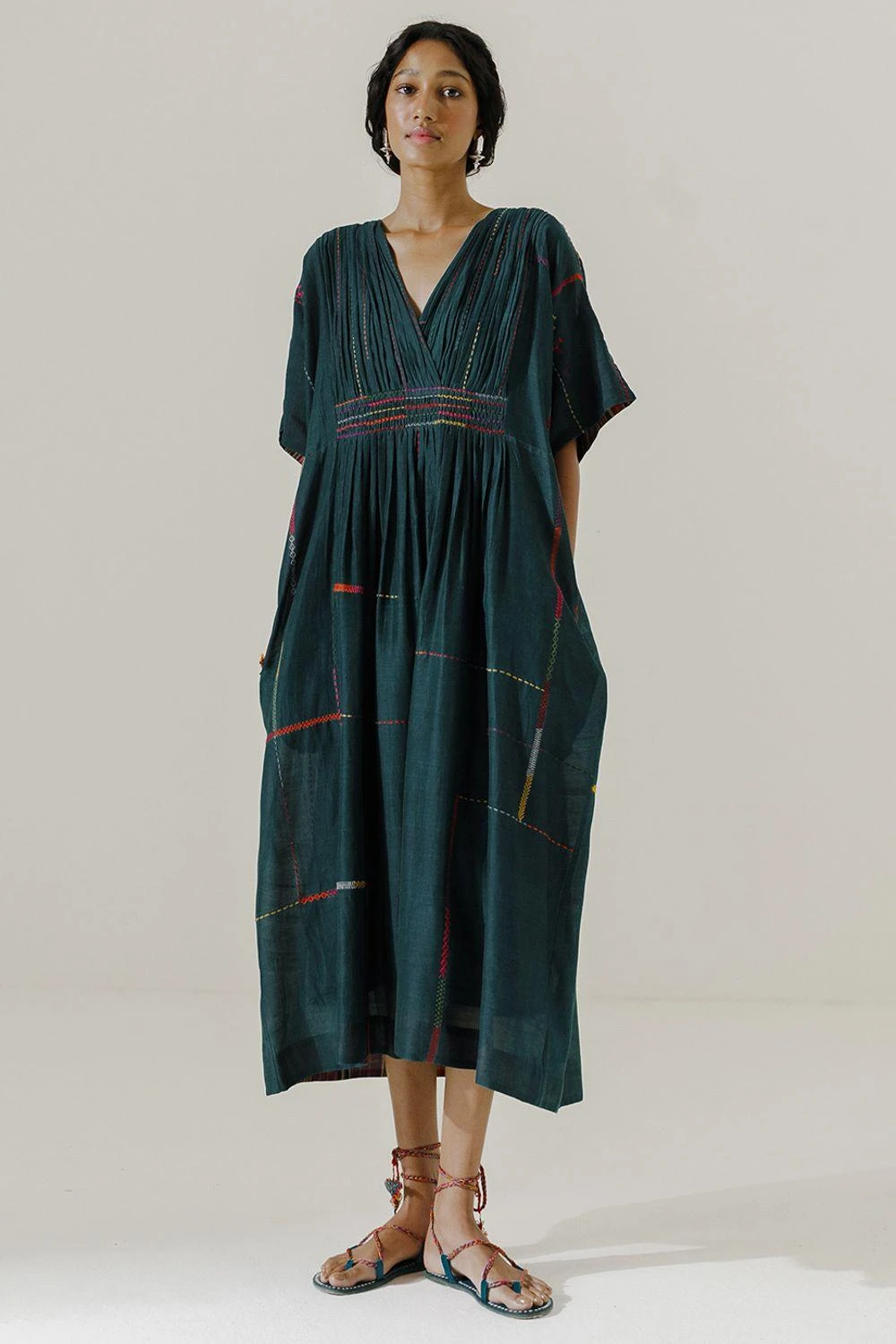 Sunira Designs Green Mool Kaftan Midi Dress 3 Sunira Designs Green Mool Kaftan Midi Dress