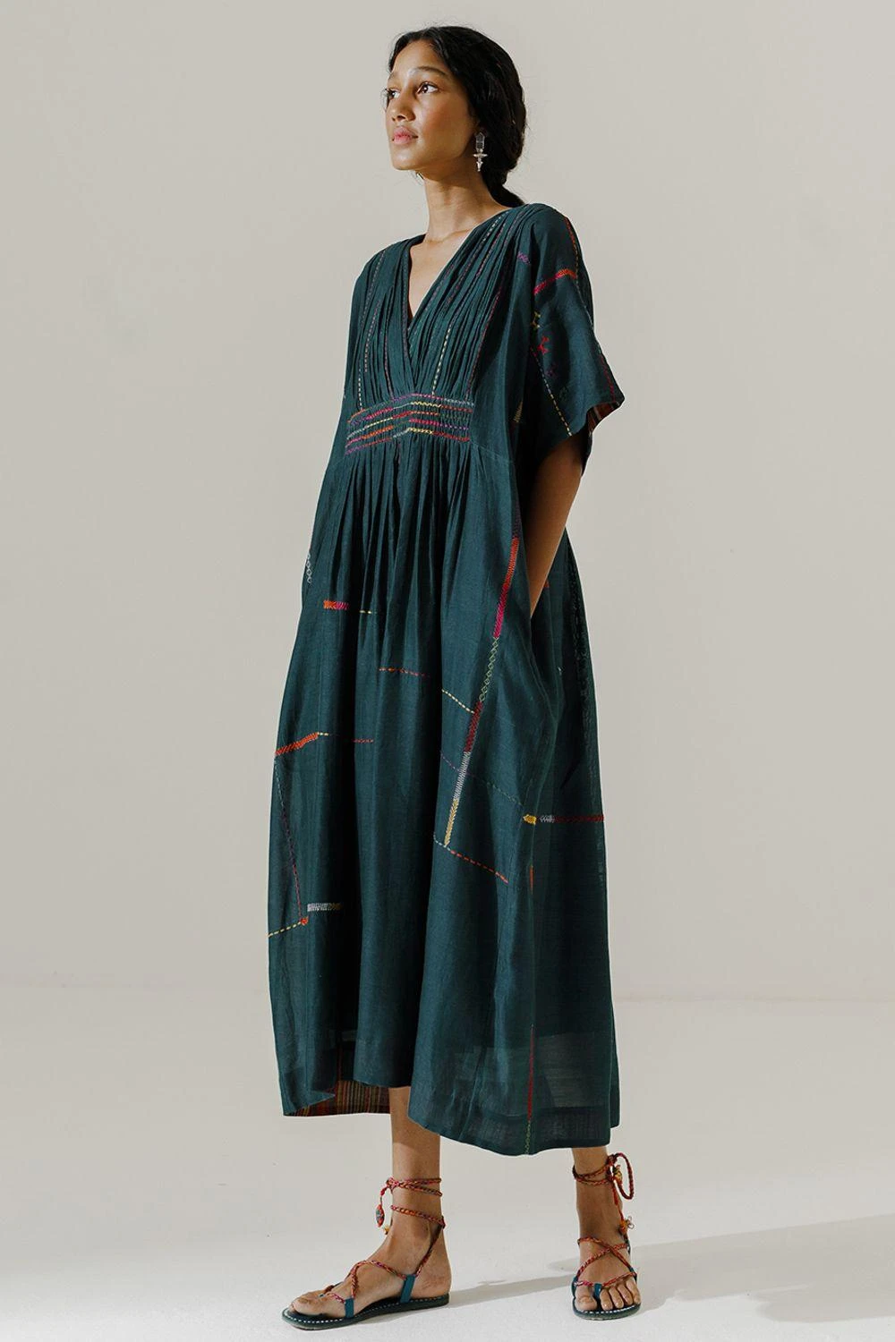 Sunira Designs Green Mool Kaftan Midi Dress 4 Sunira Designs Green Mool Kaftan Midi Dress - Image 2