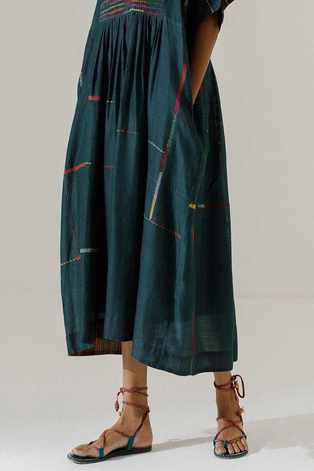Sunira Designs Green Mool Kaftan Midi Dress 7 Sunira Designs Green Mool Kaftan Midi Dress - Image 5