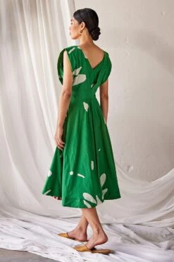 Khara Kapas Forest Green Terracotta Print Dress 9 Khara Kapas Forest Green Terracotta Print Dress -Echoo Clothing Shop 19923kk24 4