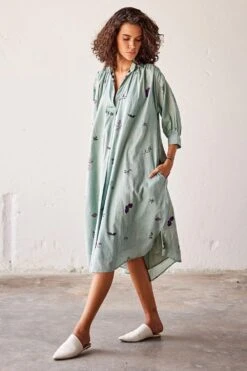 Khara Kapas Cadet Blue Collared Dress -Echoo Clothing Shop 19923kk27 3