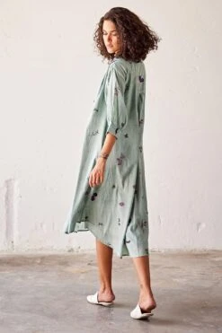 Khara Kapas Cadet Blue Collared Dress -Echoo Clothing Shop 19923kk27 4