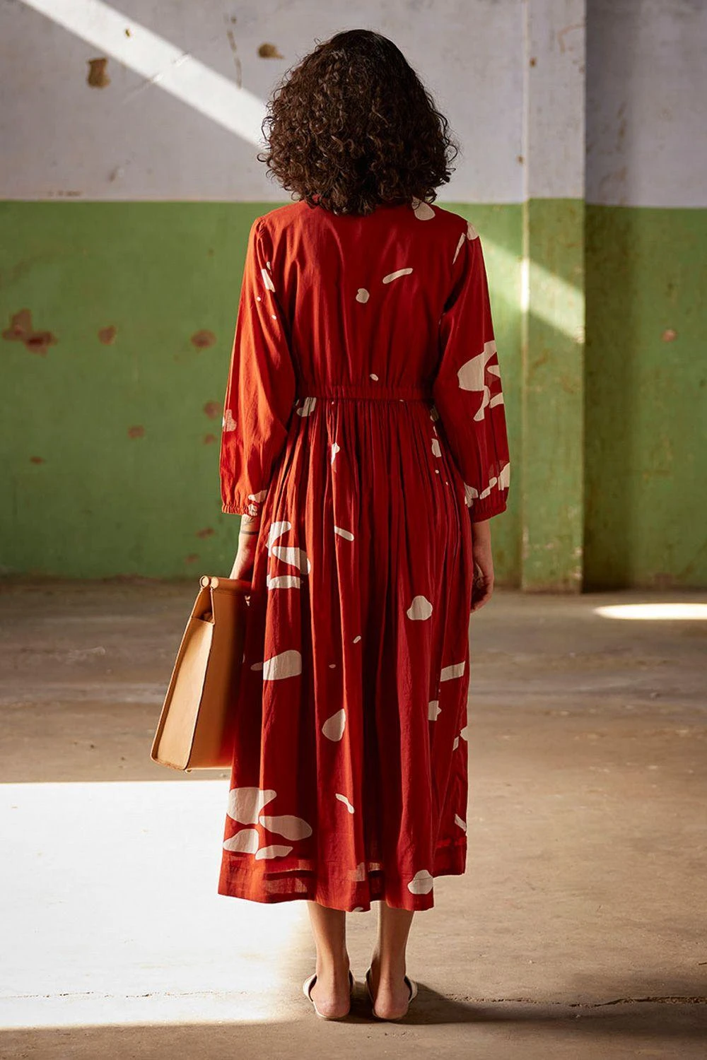 Khara Kapas Brick Red Floral Midi Dress 7 Khara Kapas Brick Red Floral Midi Dress - Image 5