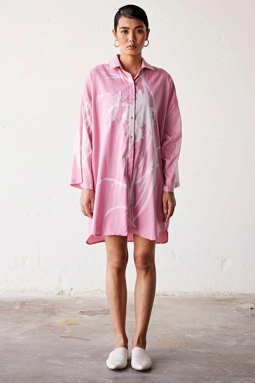 Khara Kapas Pale Pink Floral Shirt Dress 3 Khara Kapas Pale Pink Floral Shirt Dress