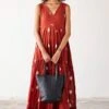 Khara Kapas Brick Red Tie Dyed Maxi Dress -Echoo Clothing Shop 19923kk44 1