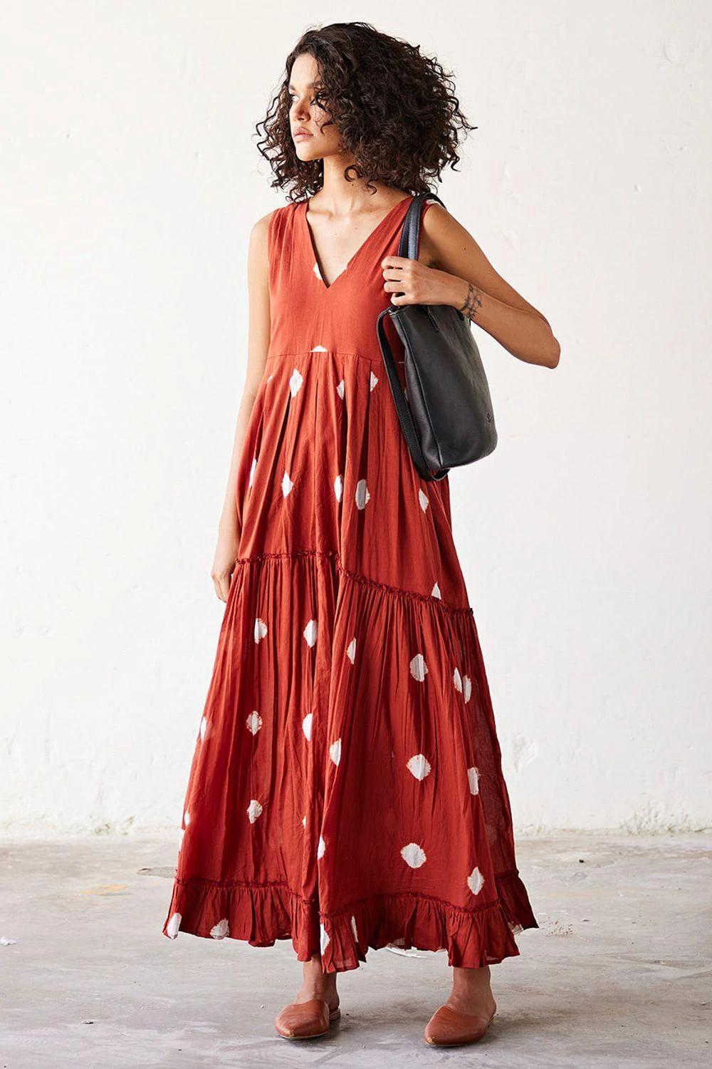 Khara Kapas Brick Red Tie Dyed Maxi Dress 4 Khara Kapas Brick Red Tie Dyed Maxi Dress - Image 2