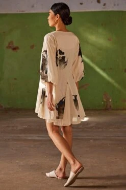 Khara Kapas Off White Art Printed Dress -Echoo Clothing Shop 19923kk45 4