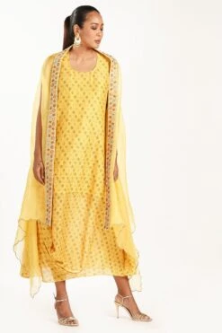 Petticoat Lane By Divya Printed Dress With Cape -Echoo Clothing Shop 208bpett 0081662 3 1