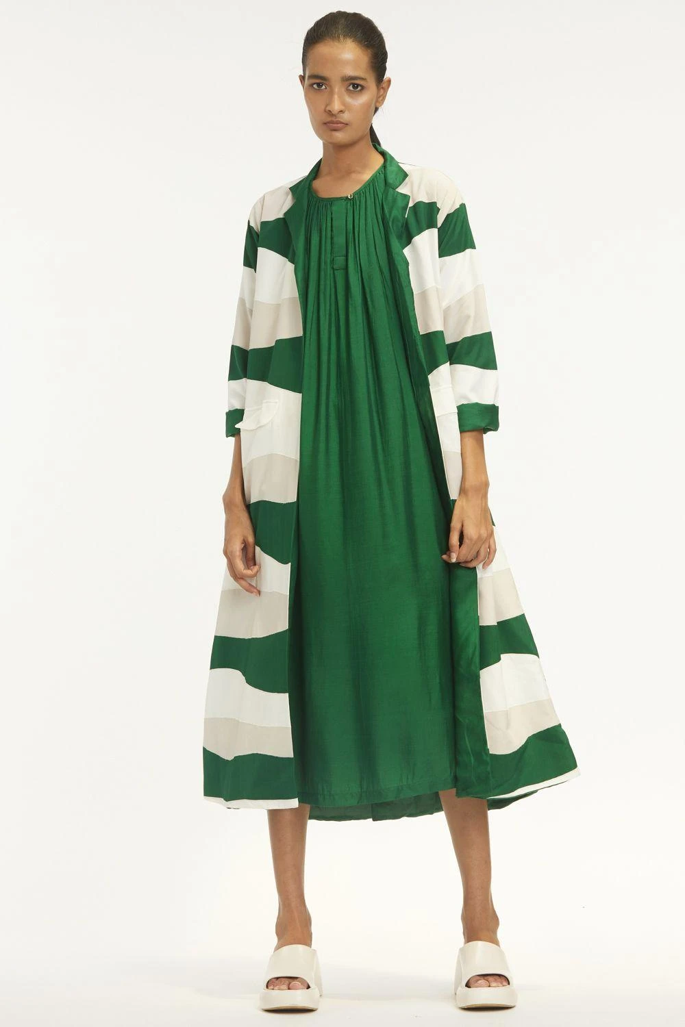 Three Emerald Green Jacket With A Dress 3 Three Emerald Green Jacket With A Dress