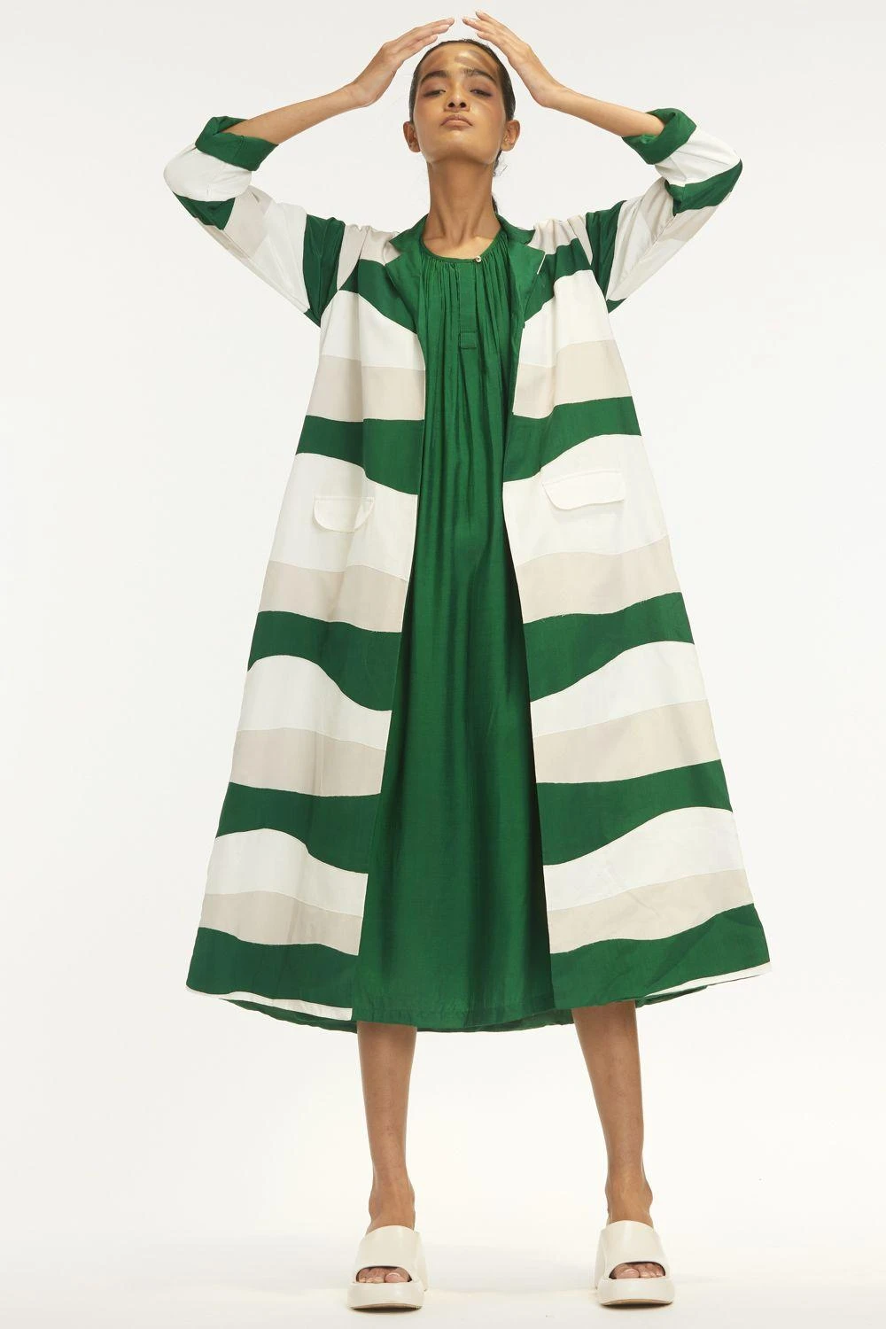 Three Emerald Green Jacket With A Dress 4 Three Emerald Green Jacket With A Dress - Image 2