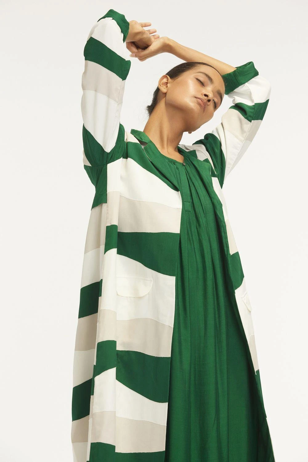 Three Emerald Green Jacket With A Dress 5 Three Emerald Green Jacket With A Dress - Image 3