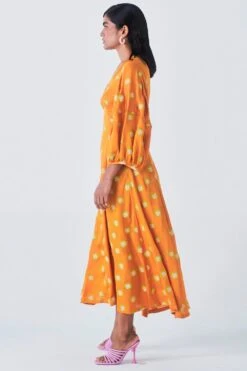 Little Things Orange Floral Printed Dress -Echoo Clothing Shop 209lt17 2