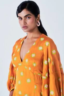 Little Things Orange Floral Printed Dress -Echoo Clothing Shop 209lt17 3