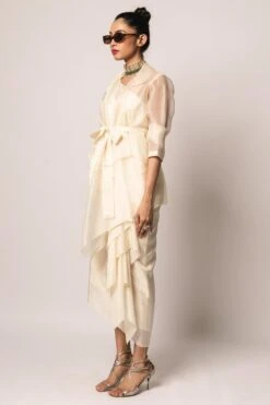 REIK Ivory Mimosa Draped Dress Set -Echoo Clothing Shop 210623rk02 2
