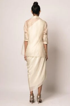 REIK Ivory Mimosa Draped Dress Set -Echoo Clothing Shop 210623rk02 3