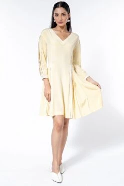 Bodice Yellow Pleated A-line Dress