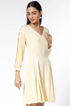 Bodice Yellow Pleated A-line Dress -Echoo Clothing Shop 2111bo21 4