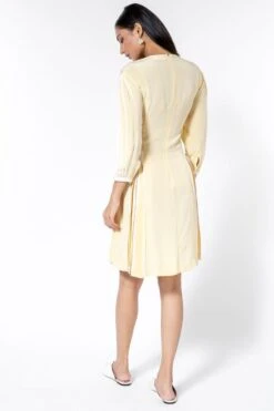 Bodice Yellow Pleated A-line Dress -Echoo Clothing Shop 2111bo21 5