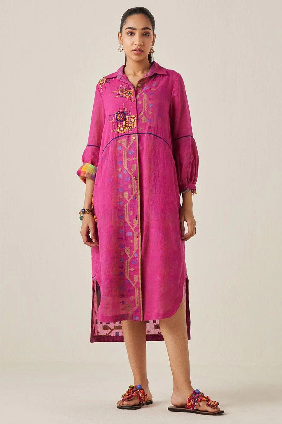 Sunira Designs Pink Gulzaar Shirt Dress 4 Sunira Designs Pink Gulzaar Shirt Dress - Image 2