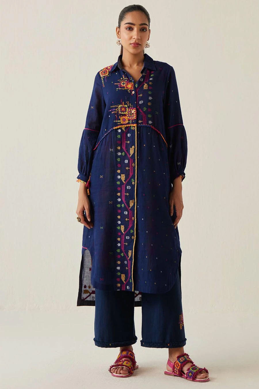Sunira Designs Blue Gulzaar Shirt Dress 4 Sunira Designs Blue Gulzaar Shirt Dress - Image 2