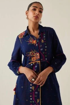 Sunira Designs Blue Gulzaar Shirt Dress 11 Sunira Designs Blue Gulzaar Shirt Dress -Echoo Clothing Shop 2222323sg14 4