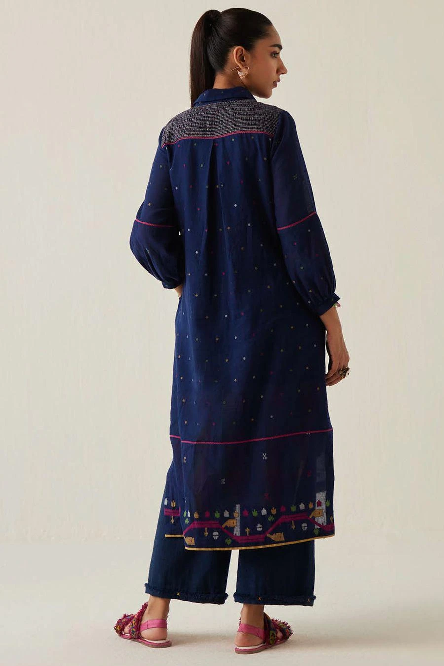 Sunira Designs Blue Gulzaar Shirt Dress 8 Sunira Designs Blue Gulzaar Shirt Dress - Image 6