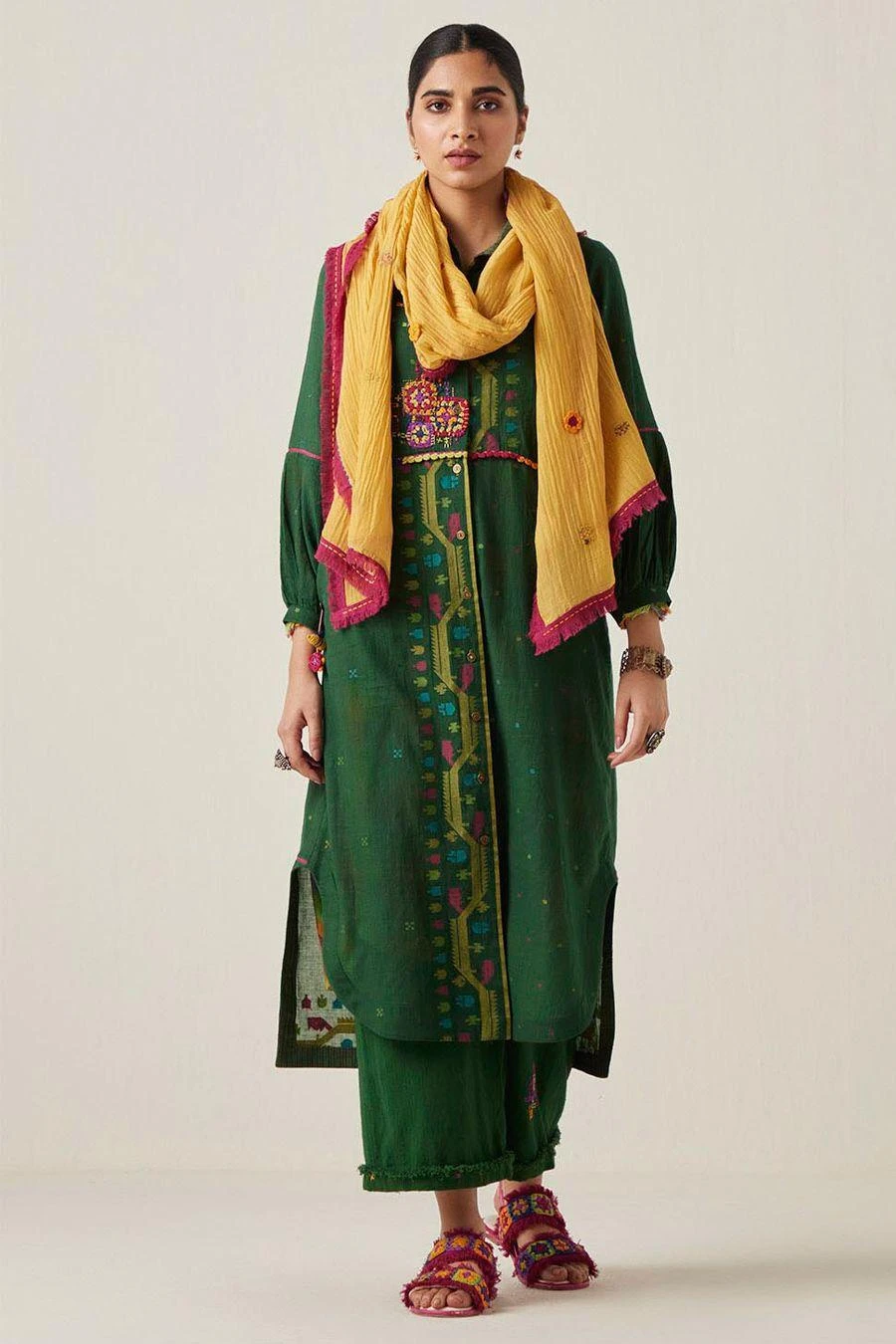 Sunira Designs Green Gulzaar Shirt Dress 3 Sunira Designs Green Gulzaar Shirt Dress