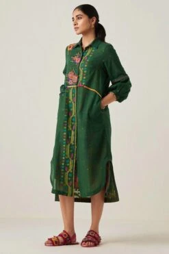 Sunira Designs Green Gulzaar Shirt Dress 10 Sunira Designs Green Gulzaar Shirt Dress -Echoo Clothing Shop 2222323sg15 3