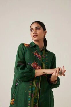 Sunira Designs Green Gulzaar Shirt Dress 11 Sunira Designs Green Gulzaar Shirt Dress -Echoo Clothing Shop 2222323sg15 4